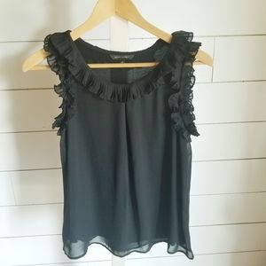 Black Sleeveless Ruffle Top Banana REPUBLIC XS